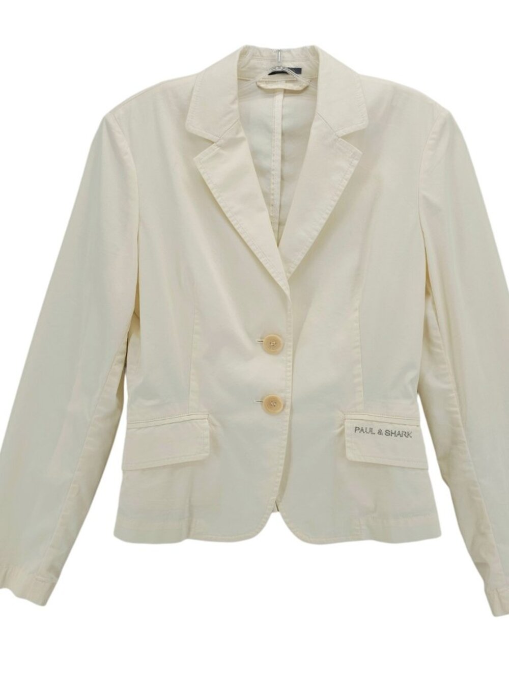 PAUL & SHARK Yachting Women’s Ivory Cream Cotton Stretch Blazer Rhinestone IT 42